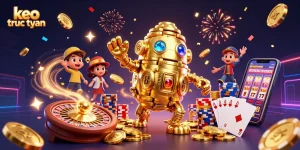 Engage with keo truc tuyen in a vibrant scene packed with golden coins and dynamic casino elements.