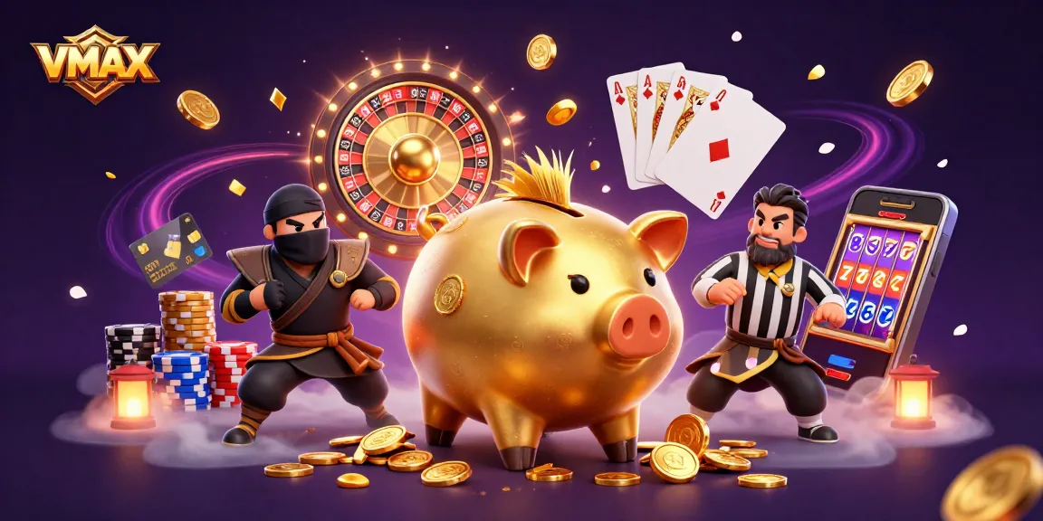 VMAX engages players with thrilling casino action and dazzling coins flying in an energetic scene.