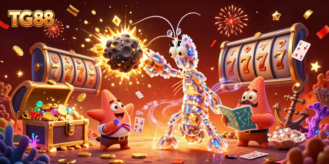 Engage in exciting slots action with TG 88's vibrant gambling illustration featuring dynamic casino elements.