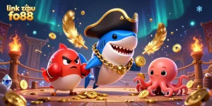 Engage with link vào fo88 in a vibrant casino scene featuring colorful sea creatures and gold coins.