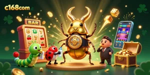 Spin the reels and win big with c168com's vibrant casino illustration featuring a dynamic contest.