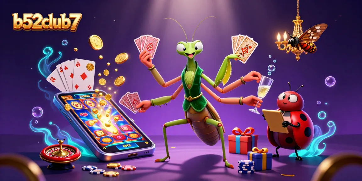 Enjoy thrilling gameplay at b52club7 with vibrant slot machines and dynamic casino elements in a captivating illustration.