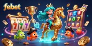 Join the action in febet's vibrant casino world with a mermaid princess and gaming elements.