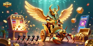 Experience dynamic gaming excitement at BK444 with vibrant casino elements and characters.