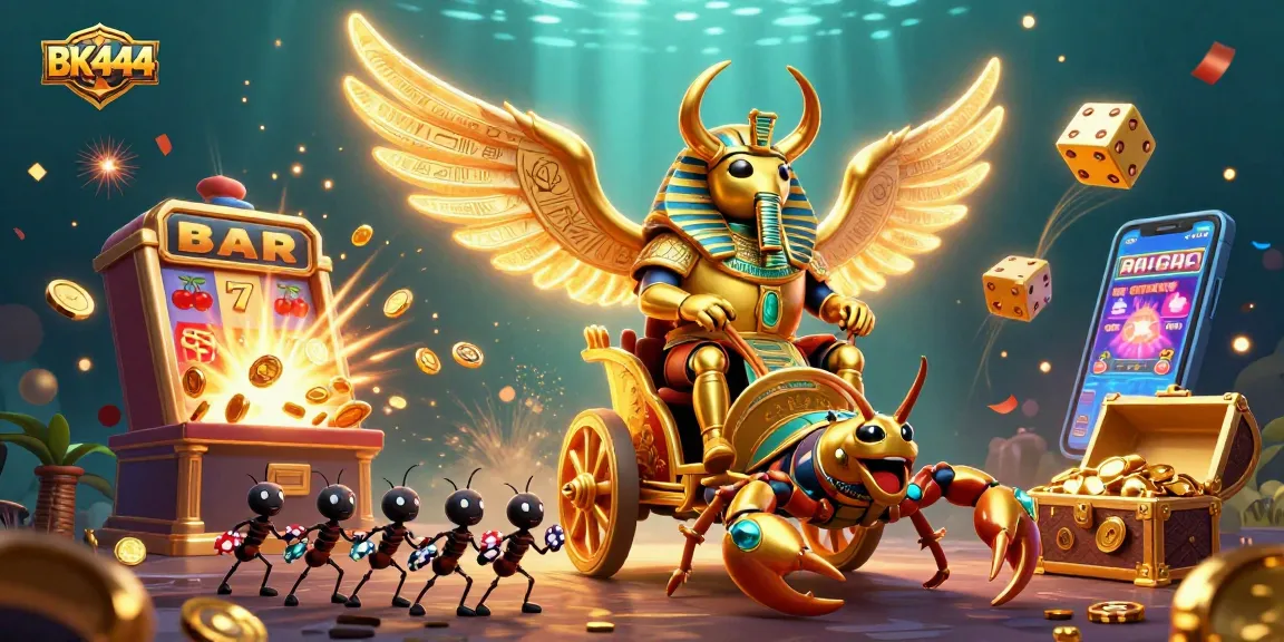 Experience dynamic gaming excitement at BK444 with vibrant casino elements and characters.