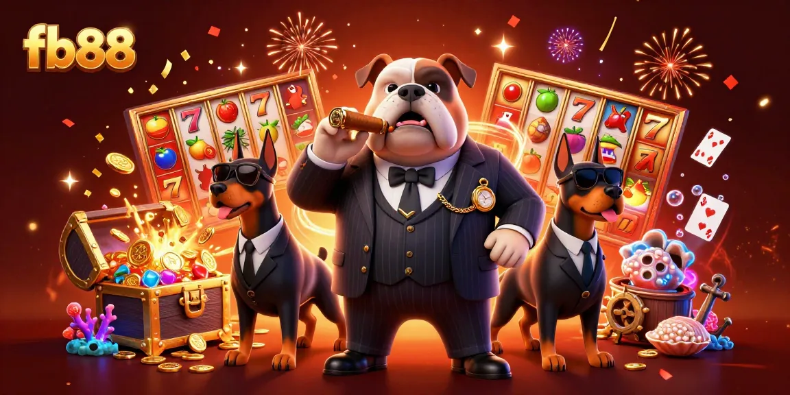 Experience winning at fb88 with a dynamic 3D casino scene filled with vibrant slot elements and characters.