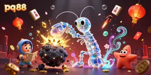 Create exciting gaming experiences at pq 88 with a vibrant 3D casino illustration showcasing a galactic warrior and treasures.