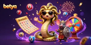 Enter betya's exciting world of games with vibrant lottery elements and festive energy in a colorful digital scene.