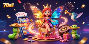 Engage with 7Ball action through a fantasy scene with casino-themed characters and vibrant visuals.