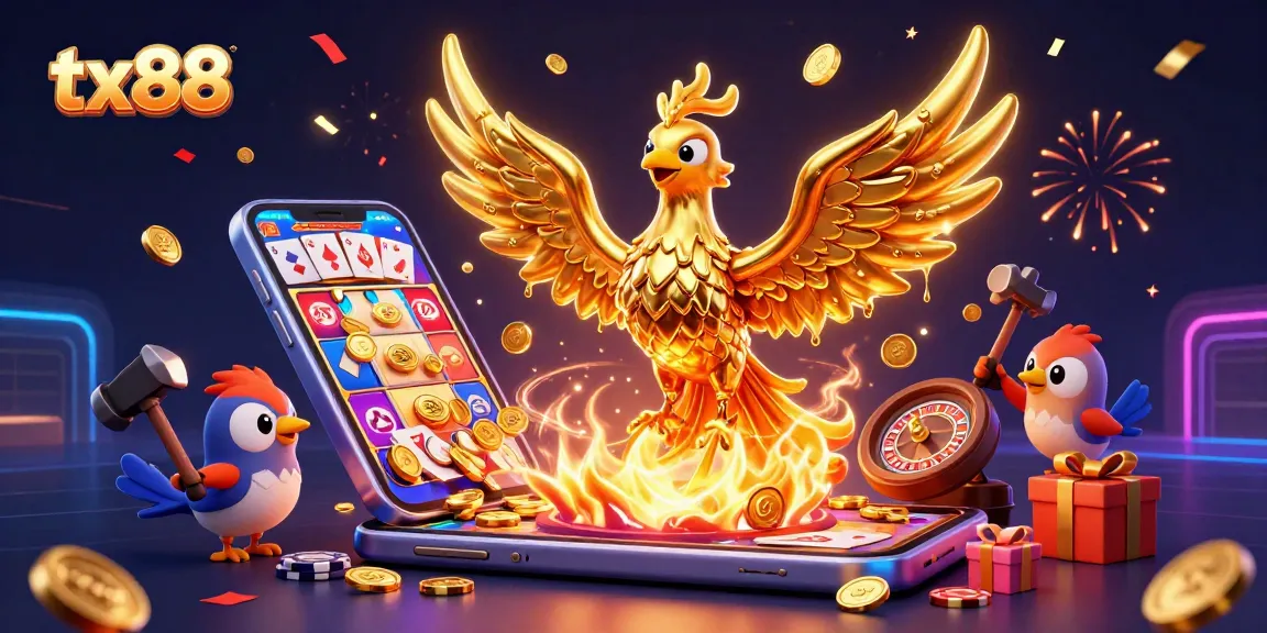 Experience the excitement of tx88 with golden phoenix and vibrant casino game elements.