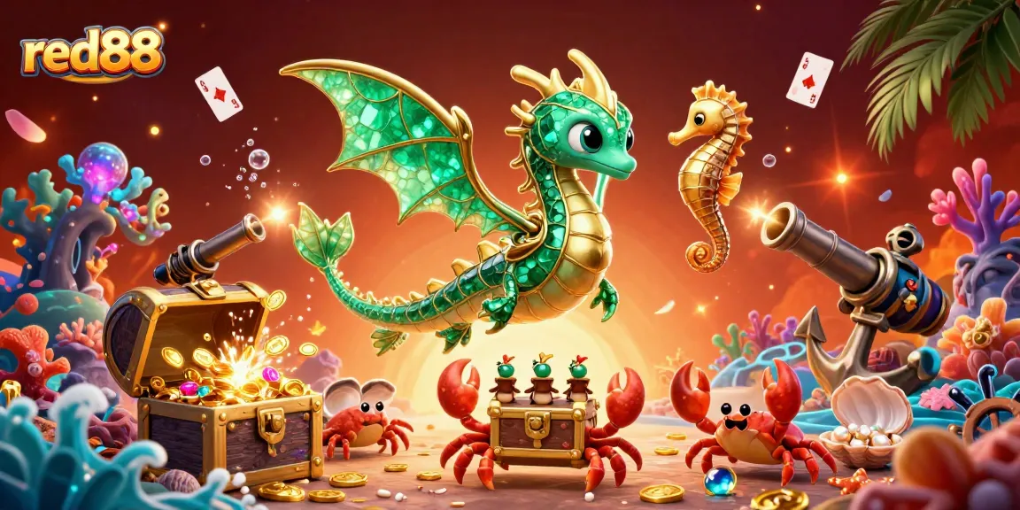 Engage with the thrilling red88 casino experience featuring a treasure-filled underwater scene.