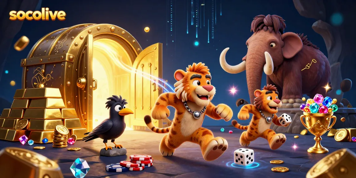 Socolive offers thrilling live gambling experiences as a caveman duo runs a prehistoric casino filled with treasure.