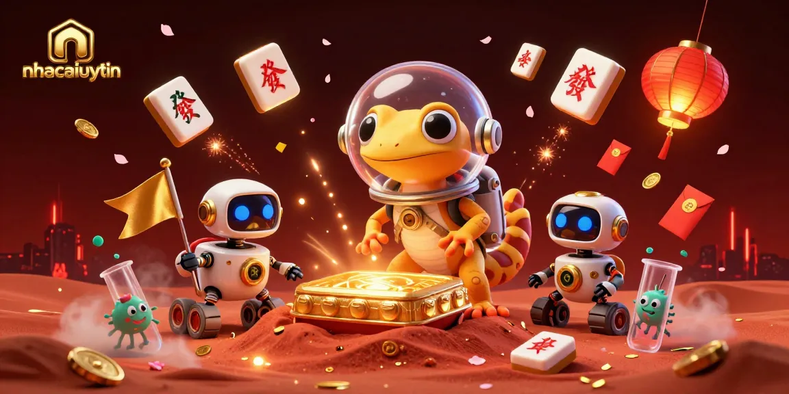 Experience the vibrant world of nhacaiuytin with an alien gecko discovering a golden casino