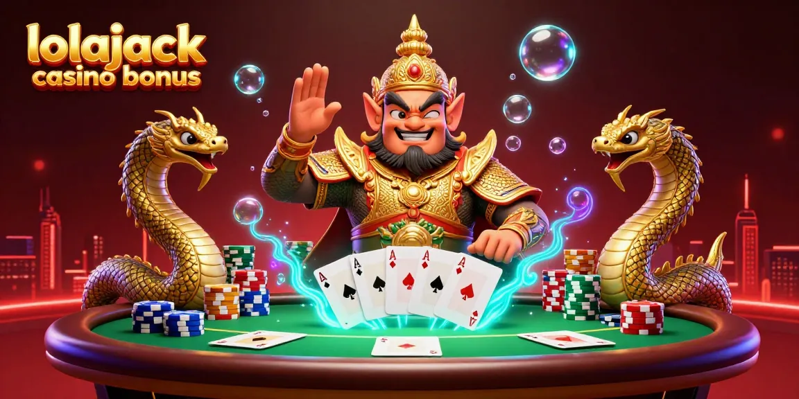 Experience the excitement of winning with the lolajack casino bonus in a vibrant 3D casino scene.