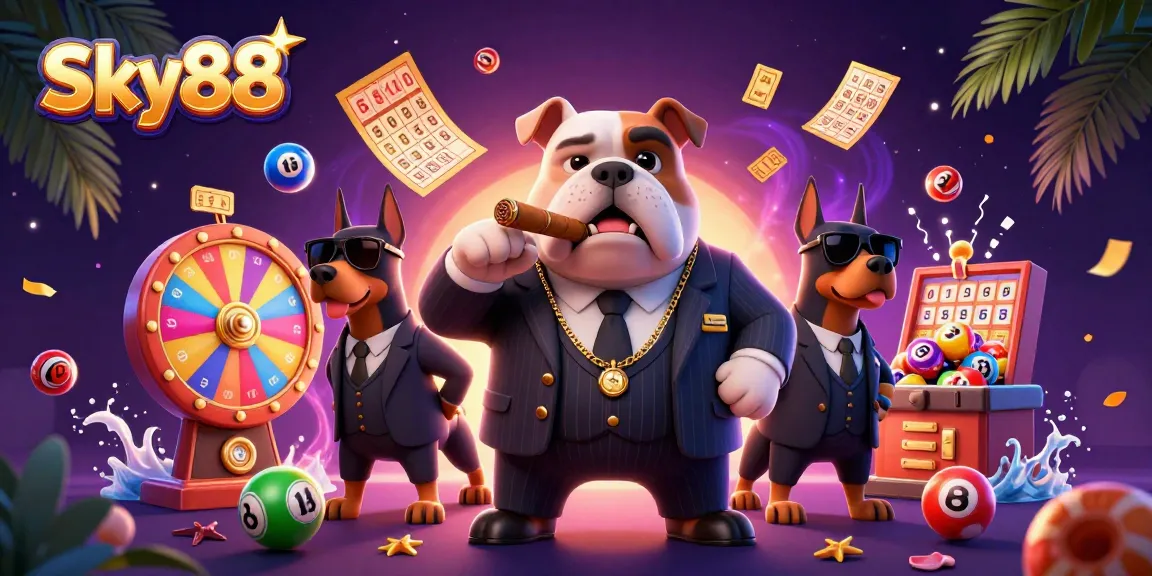 Experience thrilling gameplay at Sky88 with our dynamic casino illustration featuring various gambling elements.