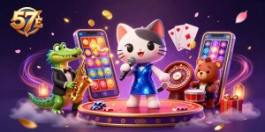Enjoy thrilling 57 E casino action with vibrant characters and dynamic game elements.