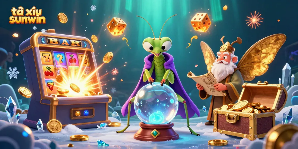 Experience the world of tài xỉu sunwin in this vibrant 3D illustration featuring unique casino elements.