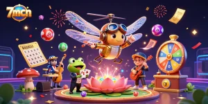 Play exciting games at 7mcn with a vibrant casino scene filled with fun elements.