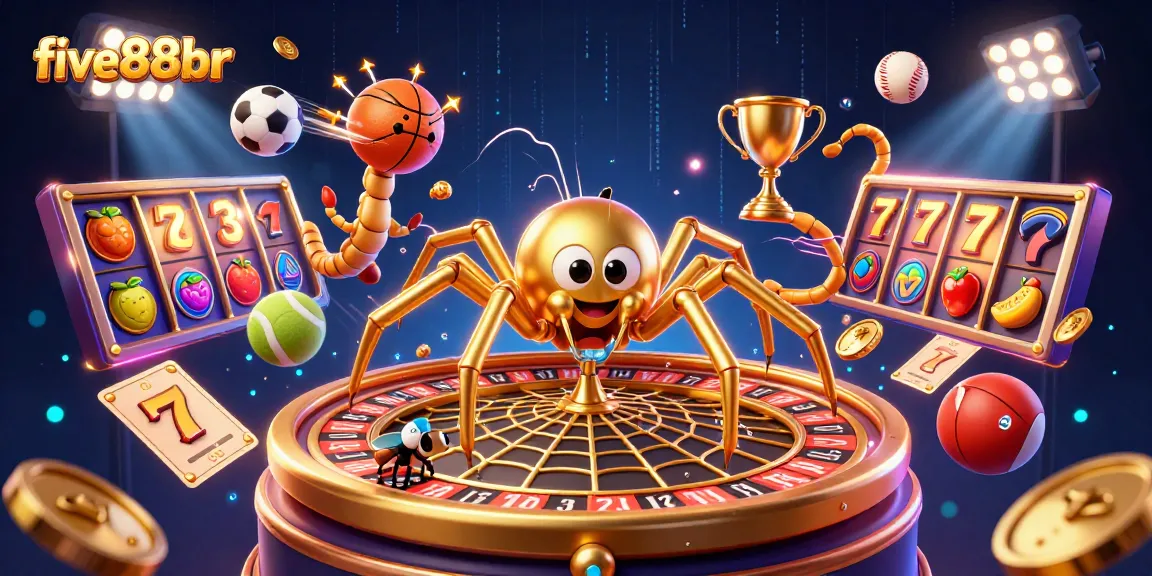 Engage with five88br's thrilling slots as a cartoon spider spins casino magic!