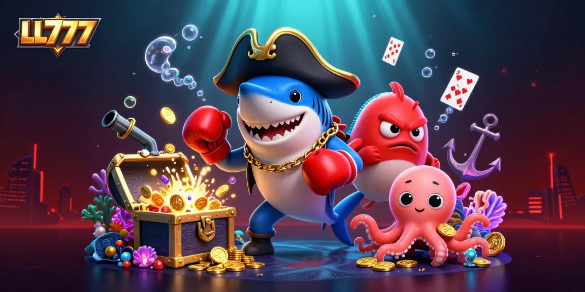Experience big wins and excitement with LL777's vibrant casino scene featuring adorable characters.