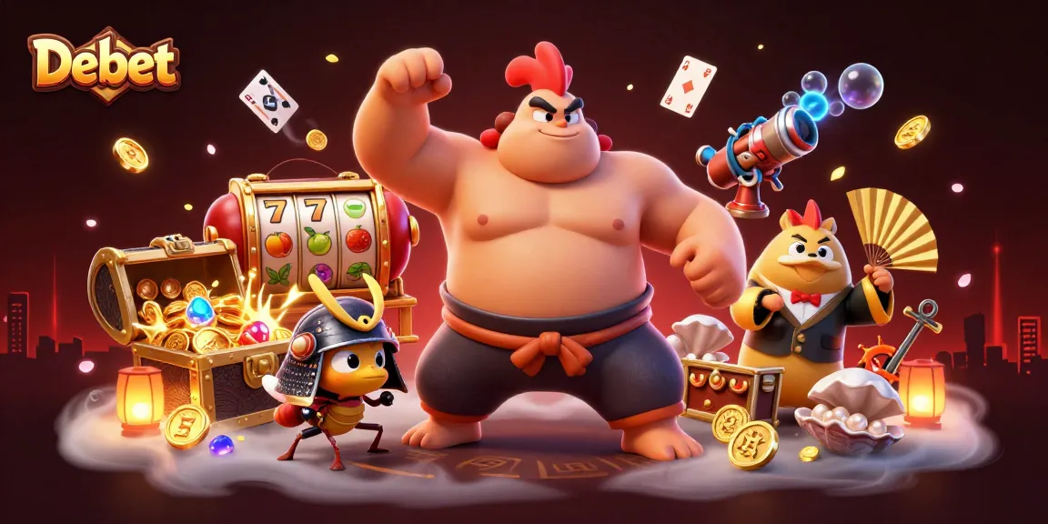 Experience Debet's thrilling atmosphere through a dynamic illustration showcasing an energized casino scene.