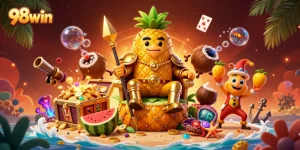 Engage with the vibrant casino atmosphere at 98win, featuring bright game elements and captivating characters.