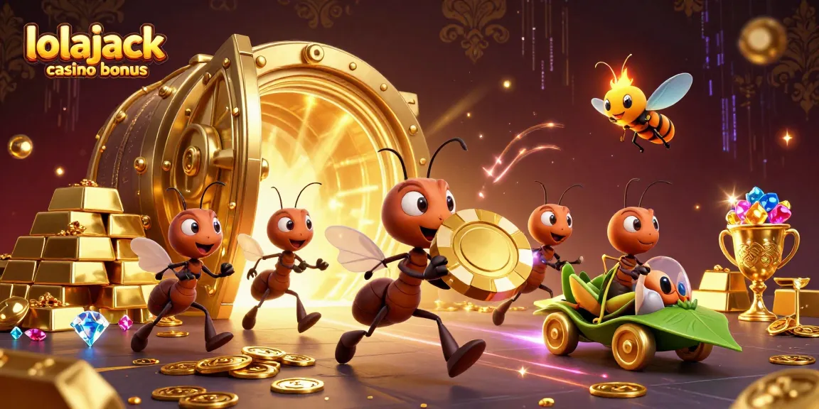 Experience the thrill of the lolajack casino bonus with an exciting heist illustration.