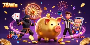 Experience the thrill of winning big at 78Win with a dynamic scene of casino excitement.