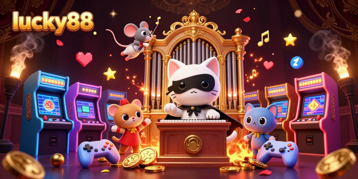 Experience the thrill of lucky88 with a vibrant 3D casino scene featuring unique characters and gaming elements.