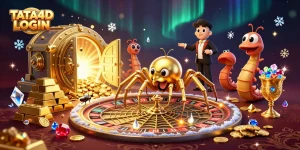 TATA4D LOGIN ignites excitement with a golden spider and centipede croupier at the roulette wheel.