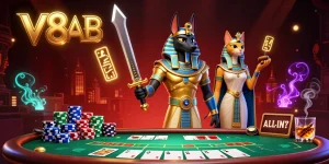 Experience poker action at V8AB with vibrant gaming details and dynamic atmosphere.