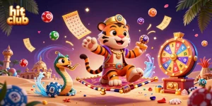 Hit club showcases exciting lottery scenes with vibrant colors and magical characters in casino illustration.