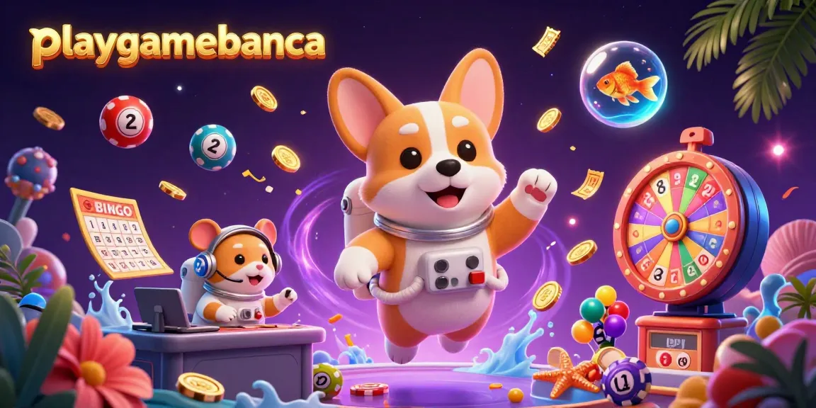 Engage with playgamebanca's thrilling casino experience featuring a vibrant 3D scene of gaming excitement.