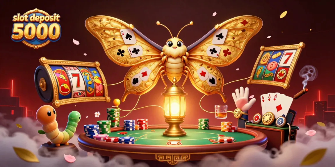 Experience thrilling wins with slot deposit 5000, featuring a vibrant casino scene filled with exciting game elements.