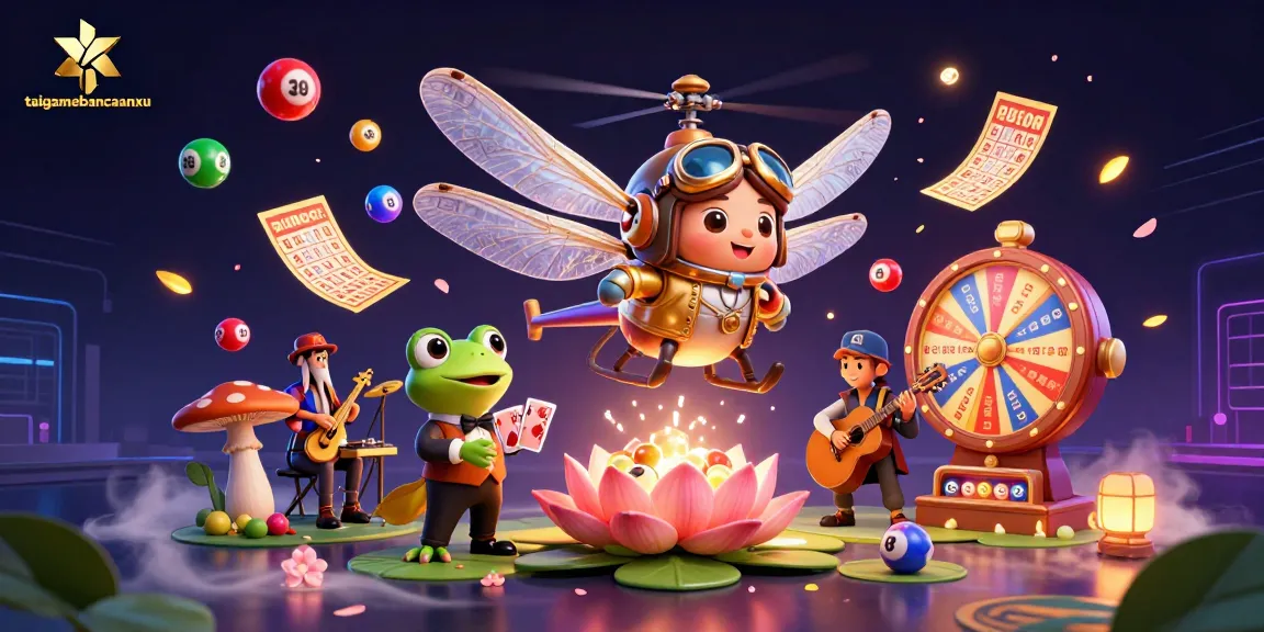 Experience taigamebancaanxu with vibrant lottery action amidst a whimsical casino scene.