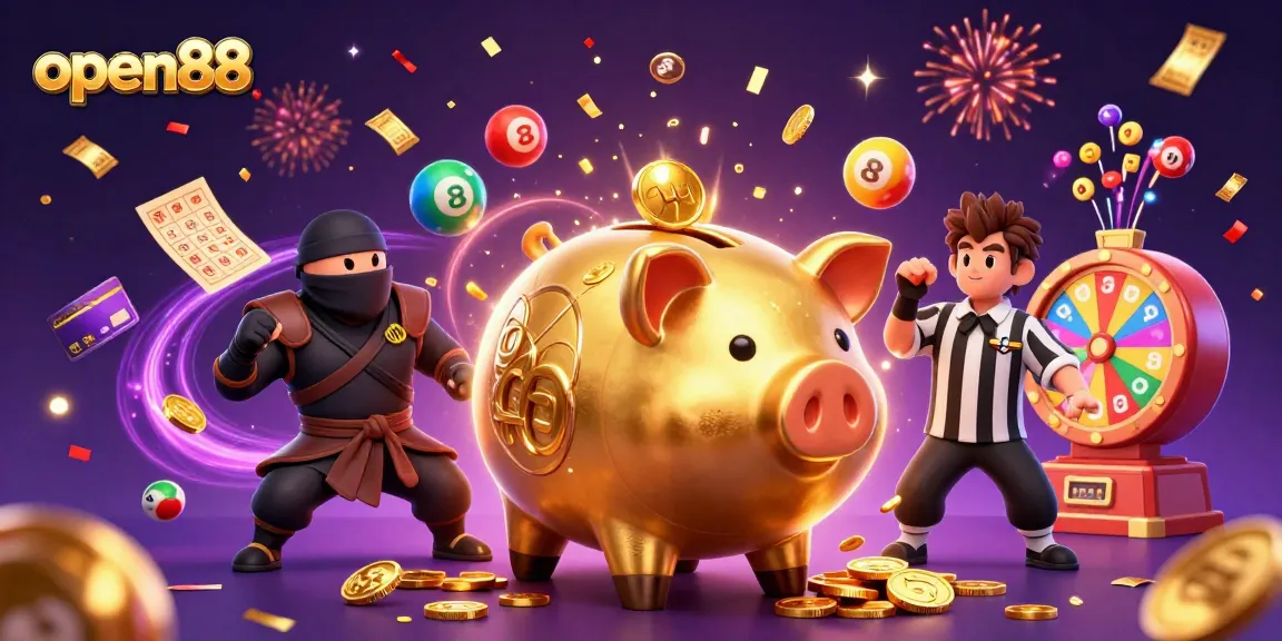 Experience thrilling wins with open88 at a lively casino scene filled with dynamic elements.