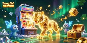 Experience thrilling wins at Trang Chủ NEW88 with vibrant casino visuals and iconic game elements.