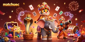 Experience matchuoc with a vibrant casino scene featuring a maharaja tiger and a jewel-encrusted elephant.