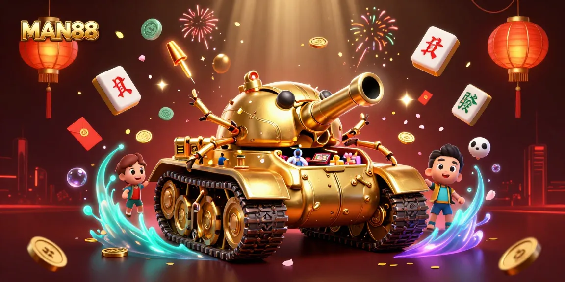 Engage with the vibrant MAN88 casino experience through a dynamic illustration of a golden beetle tank casino.
